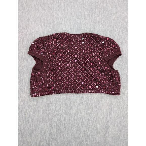 Nanette Lepore Sweater Womens Medium Purple Sequin Angora Lambswool Bolero Shrug - Picture 2 of 16